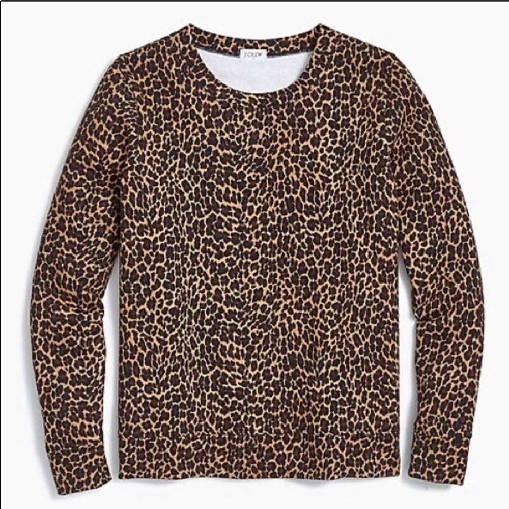 J Crew Leopard print crew neck sweater.